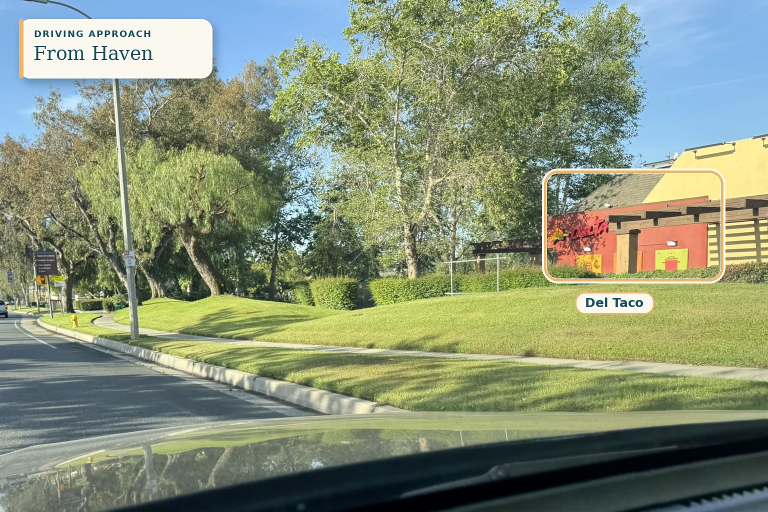 Driving entrance from Haven Avenue near Del Taco and Haven Mart
