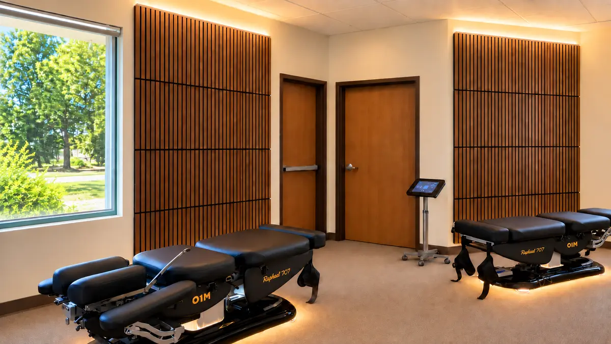 Chiropractic treatment room at Blissful Wellness